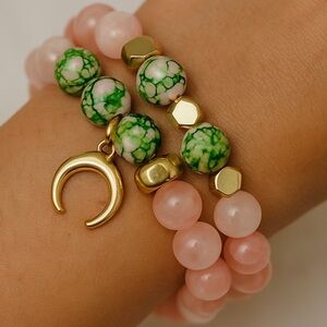 JADE QUARTZ BEST FRIENDS SISTERS LOVE GENUINE PROTECTION BRACELETS Y2k pink gold